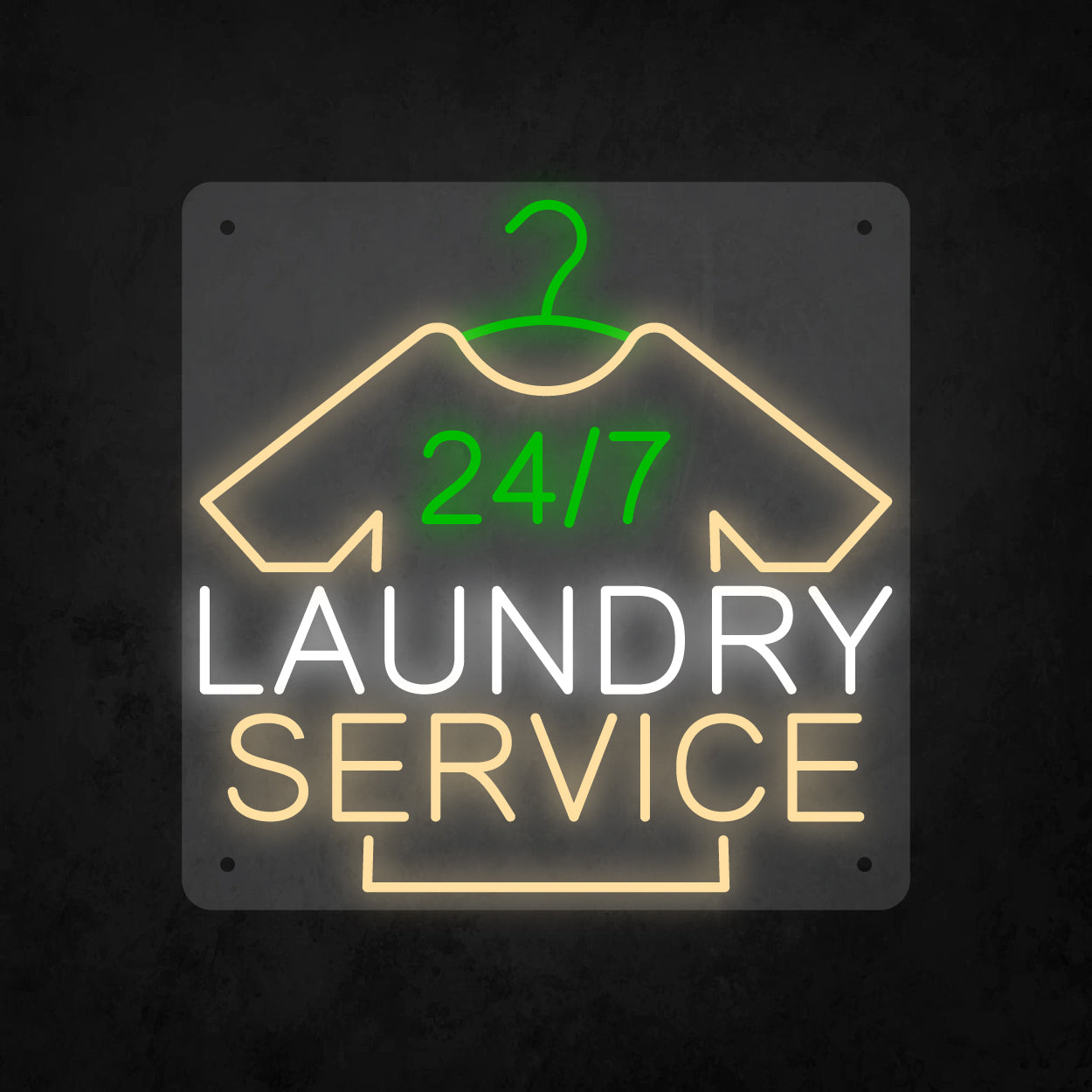 LED Neon Sign - 24 hour 7 days Laundry Service