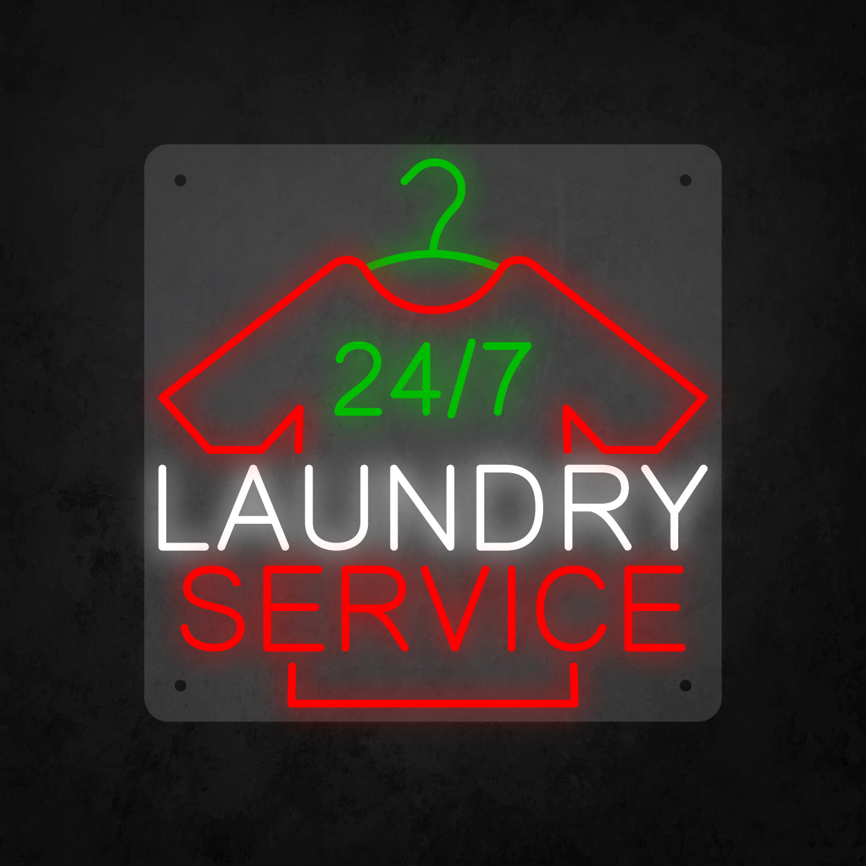 LED Neon Sign - 24 hour 7 days Laundry Service