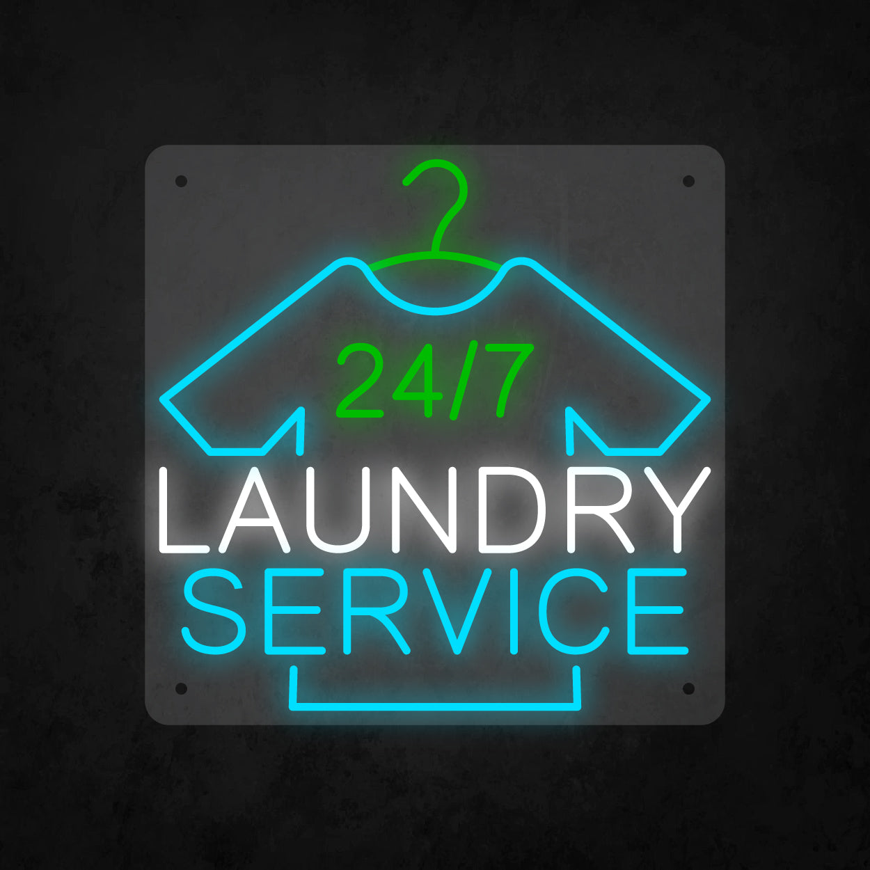 LED Neon Sign - 24 hour 7 days Laundry Service