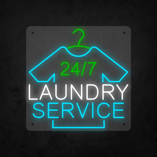 LED Neon Sign - 24 hour 7 days Laundry Service