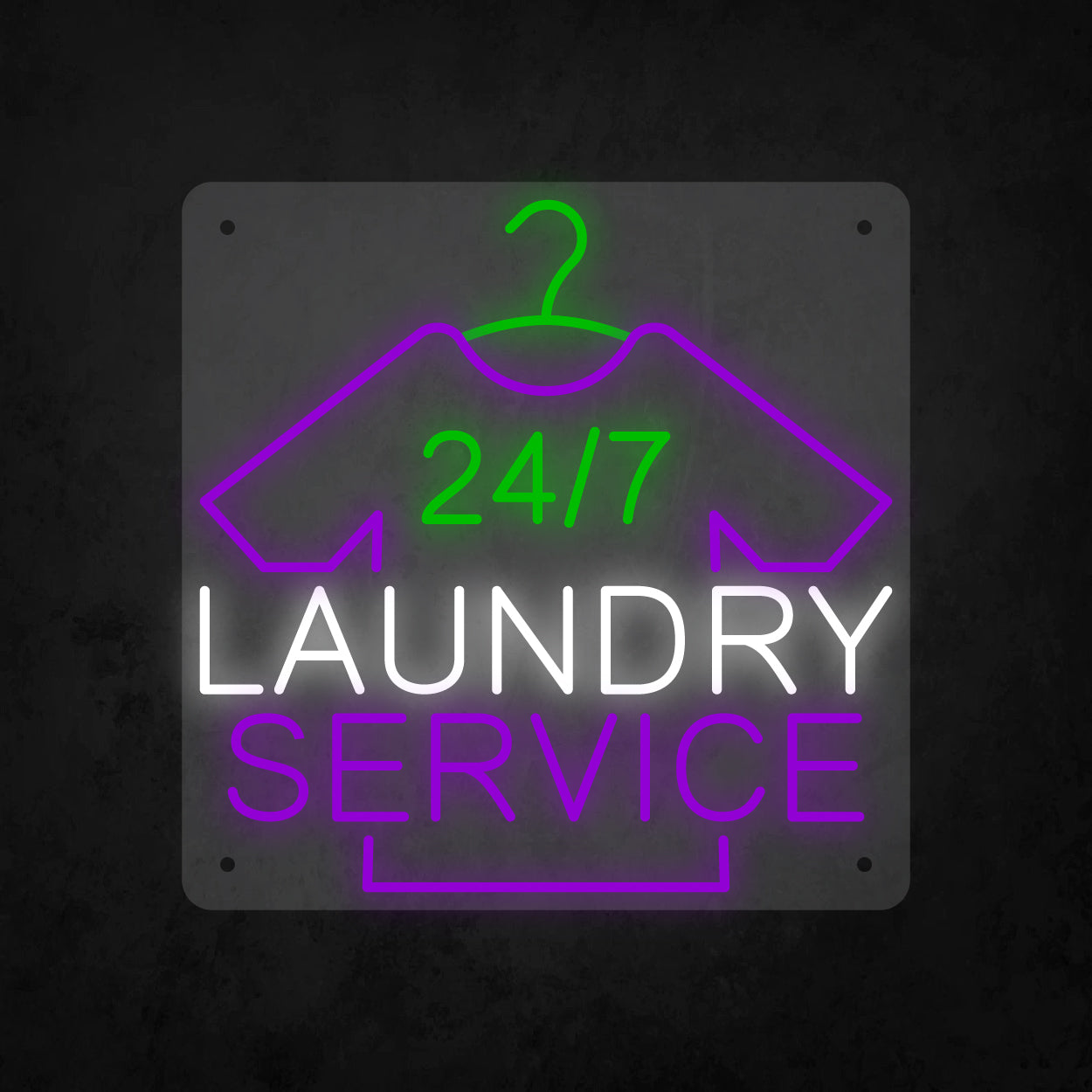 LED Neon Sign - 24 hour 7 days Laundry Service
