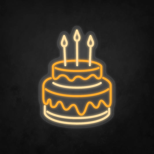 LED Neon Sign - Happy Birthday - Birthday Cake - Medium