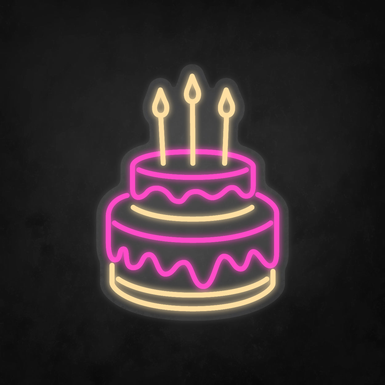 LED Neon Sign - Happy Birthday - Birthday Cake - Medium