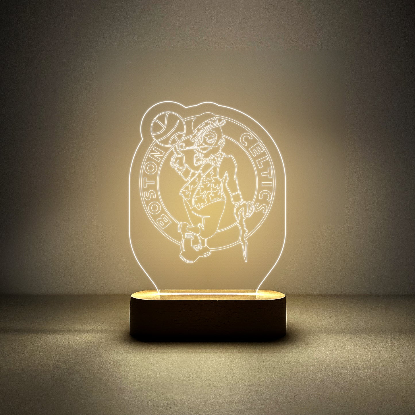 Edge-lit Sign Wooden Lamp Base - Boston Celtics