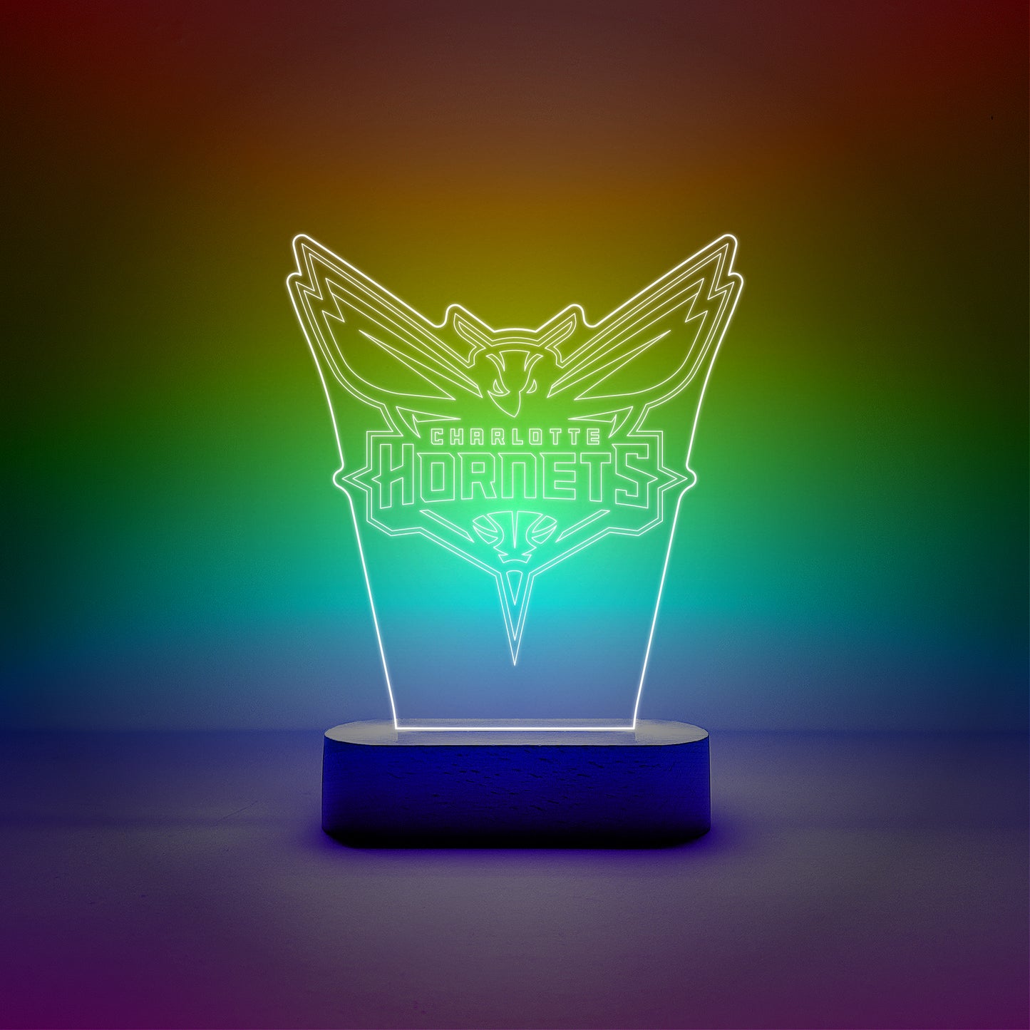 Edge-lit Sign Wooden Lamp Base - Charlotte Hornets
