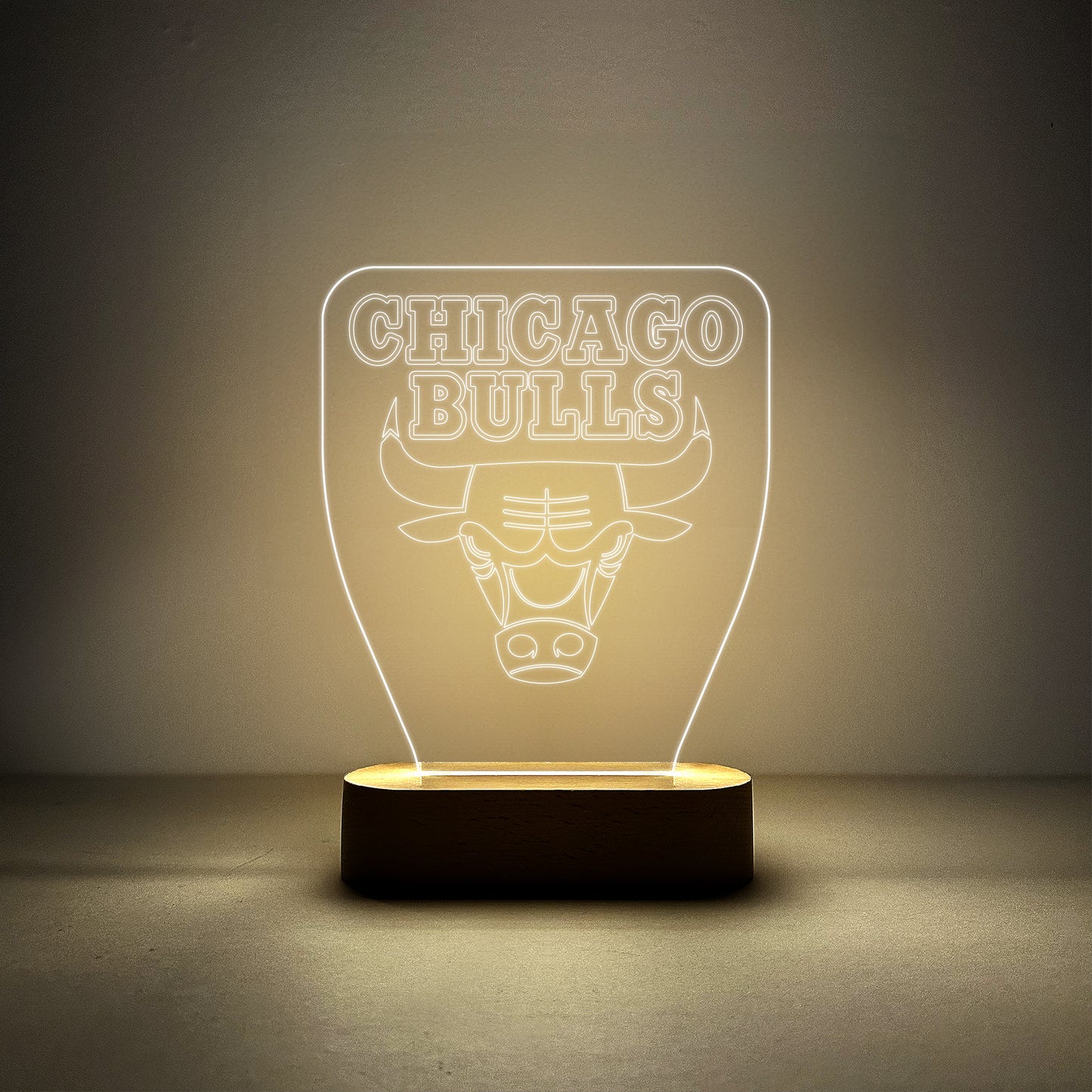 Edge-lit Sign Wooden Lamp Base - Chicago Bulls