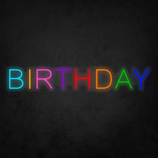 LED Neon Sign - Colorful Birthday - Medium