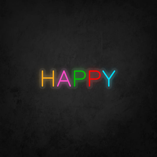 LED Neon Sign - Colorful Happy - Small