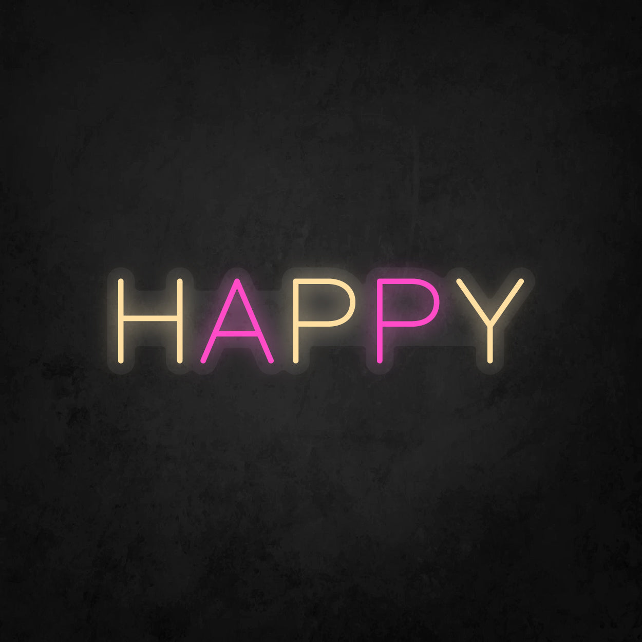 LED Neon Sign - Colorful Happy - Medium