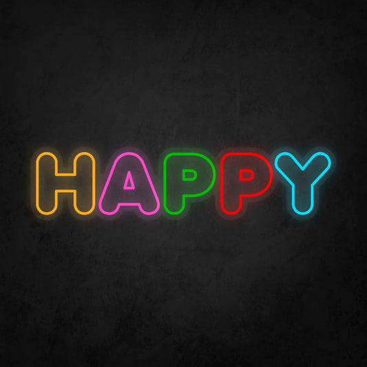 LED Neon Sign - Colorful Happy 2 Line