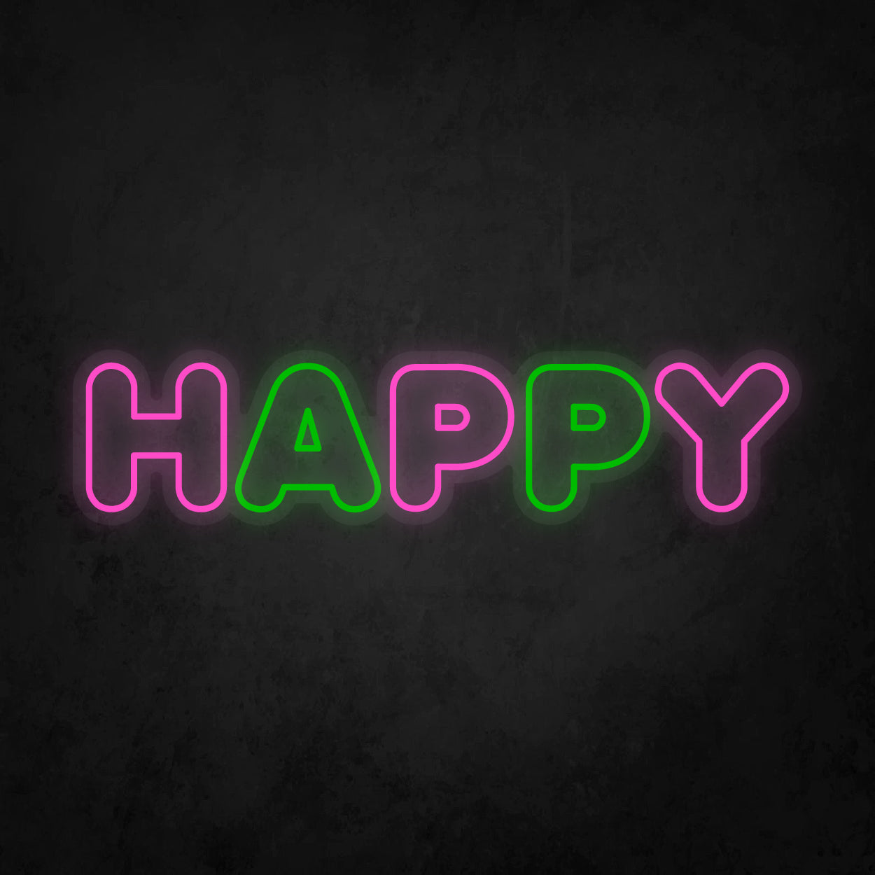 LED Neon Sign - Colorful Happy 2 Line