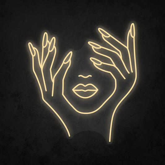 LED Neon Sign - Face and Hands Woman