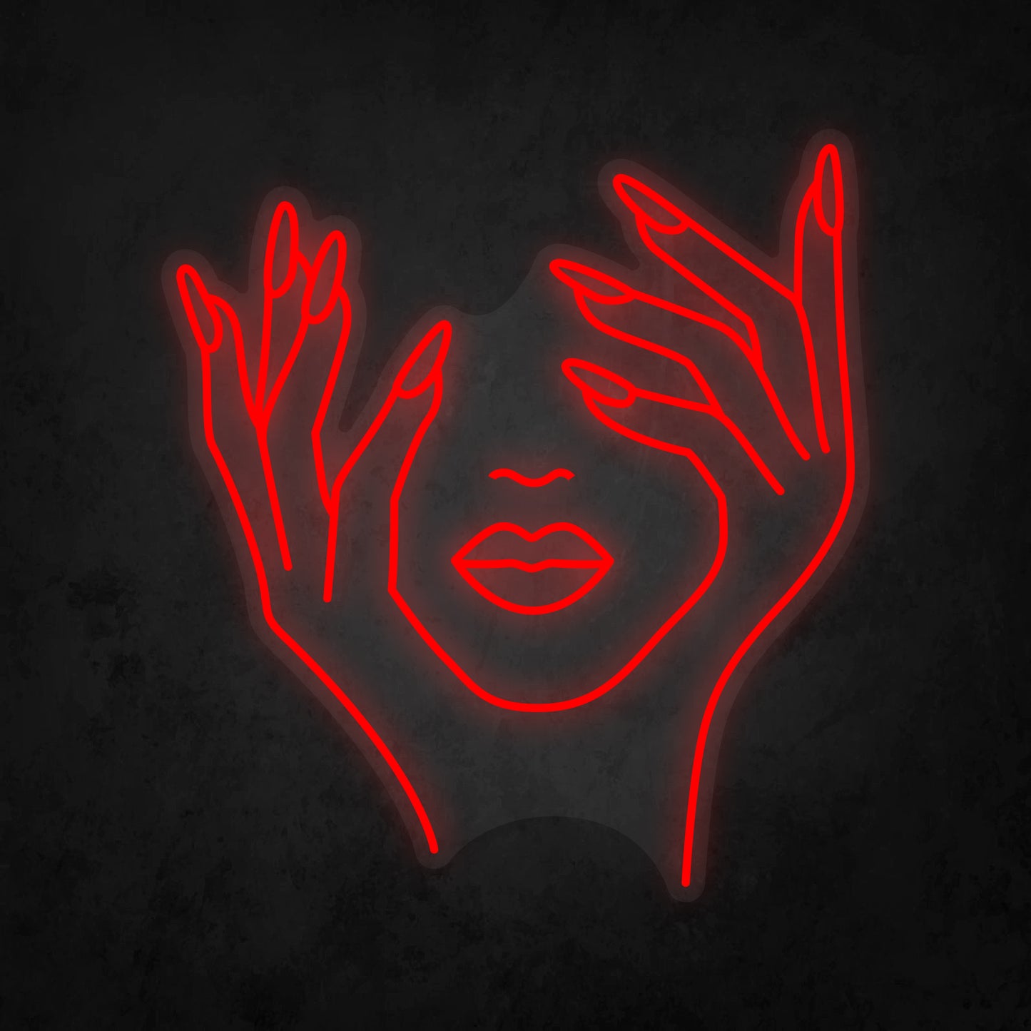LED Neon Sign - Face and Hands Woman