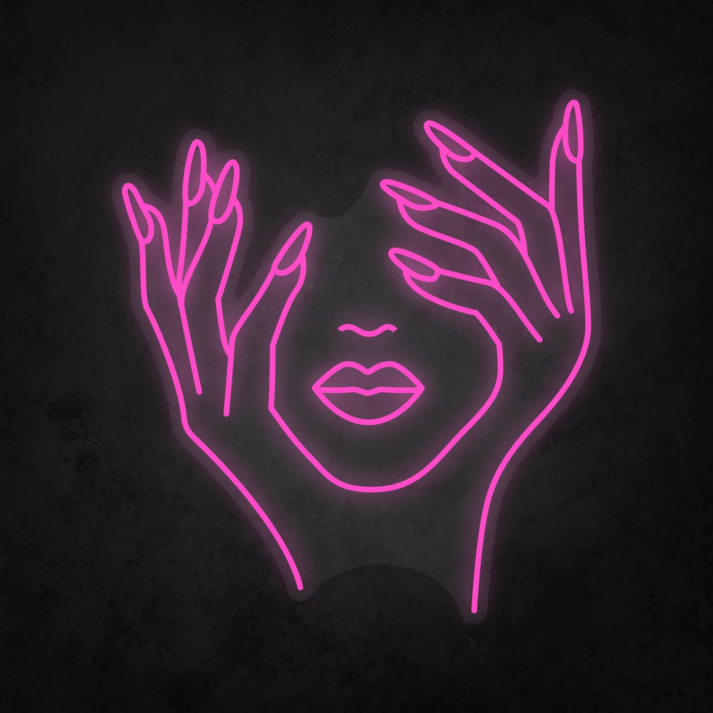 LED Neon Sign - Face and Hands Woman
