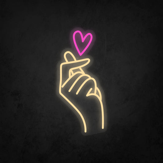 LED Neon Sign - Finger Heart Small