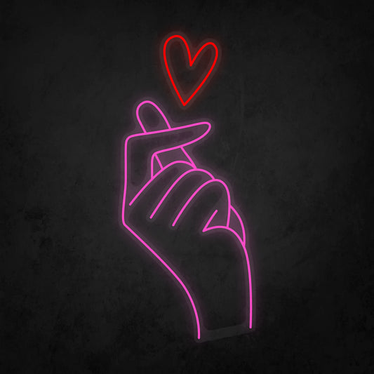 LED Neon Sign - Finger Heart Large