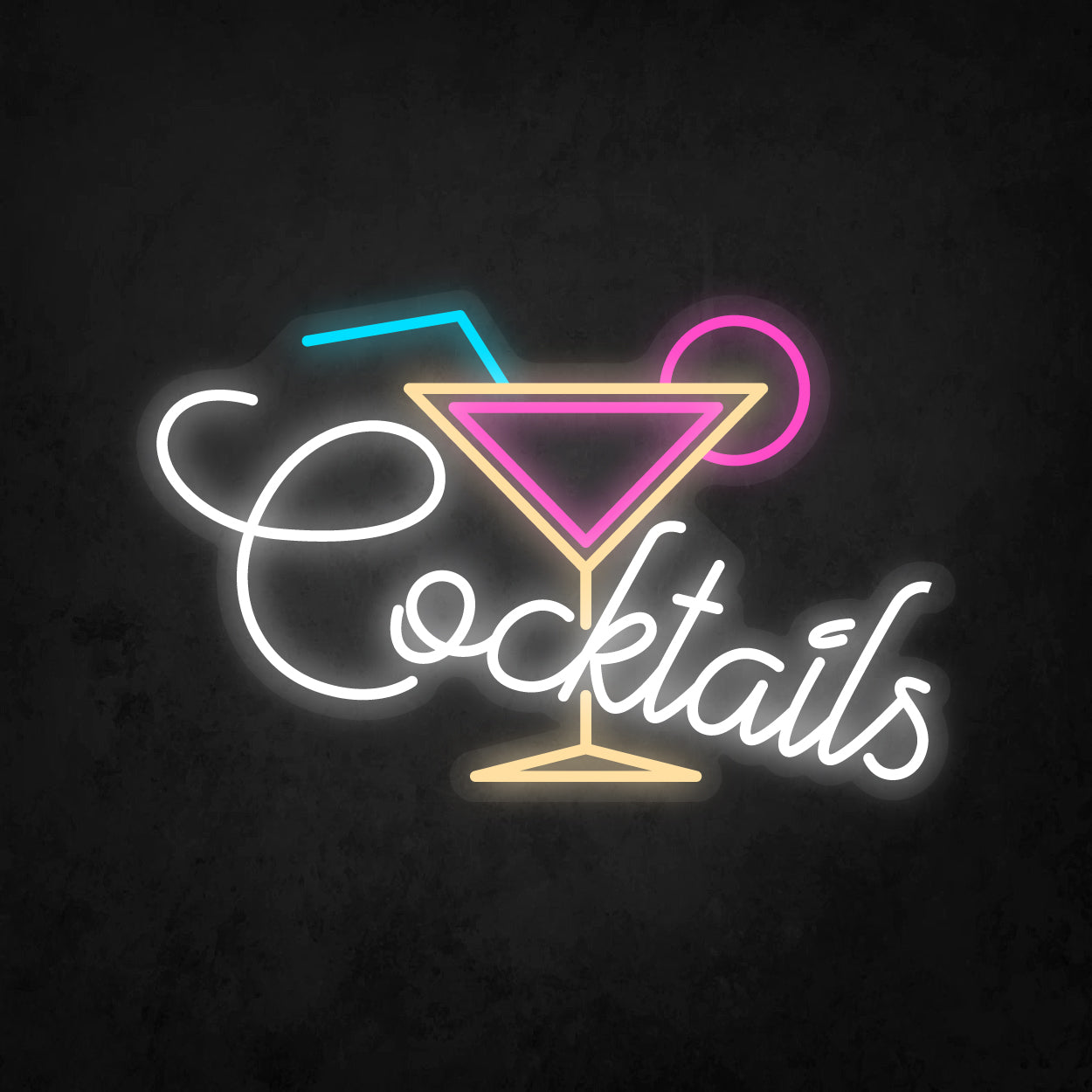 LED Neon Sign - A Glass With Cocktail, Lemon Slices, Straw