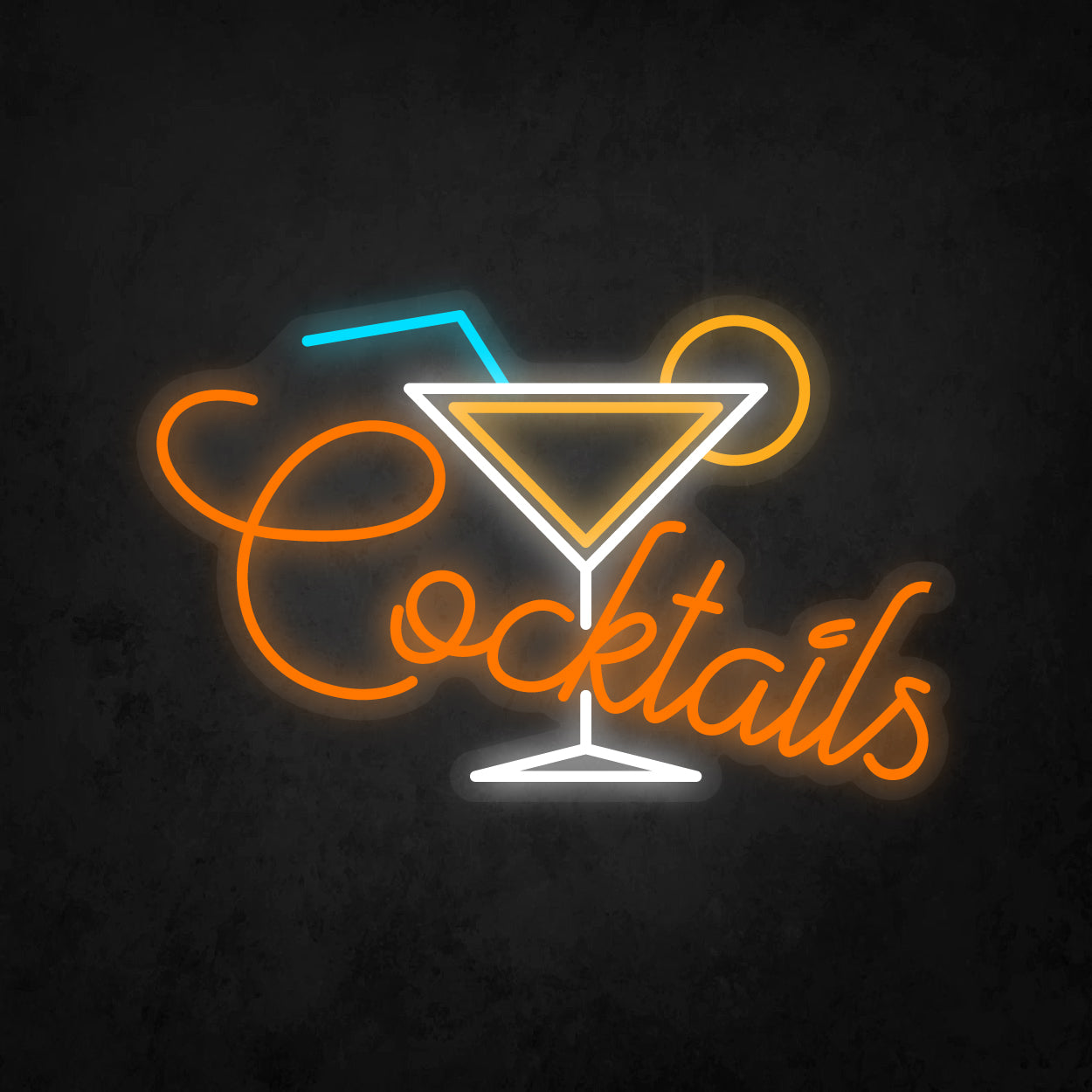 LED Neon Sign - A Glass With Cocktail, Lemon Slices, Straw