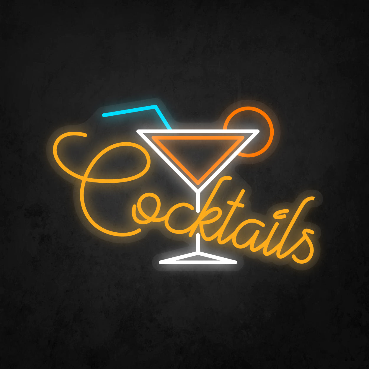 LED Neon Sign - A Glass With Cocktail, Lemon Slices, Straw