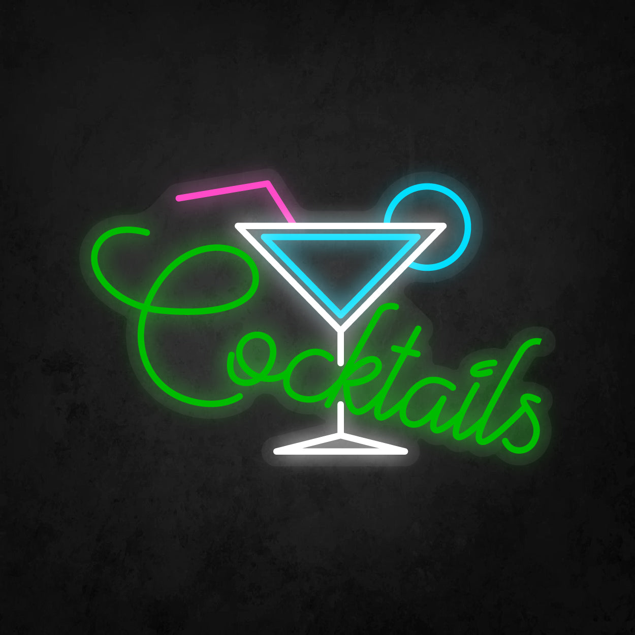 LED Neon Sign - A Glass With Cocktail, Lemon Slices, Straw