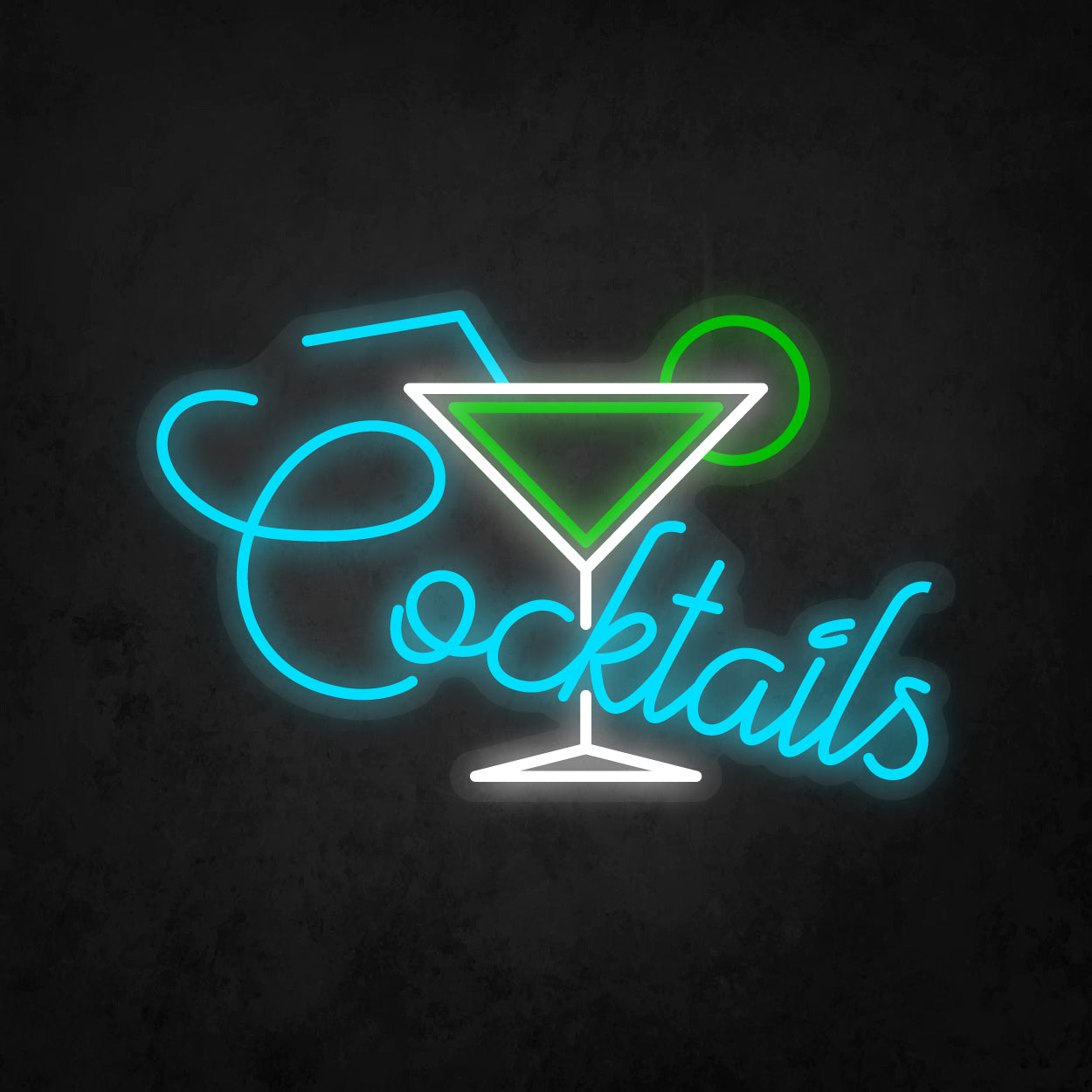 LED Neon Sign - A Glass With Cocktail, Lemon Slices, Straw