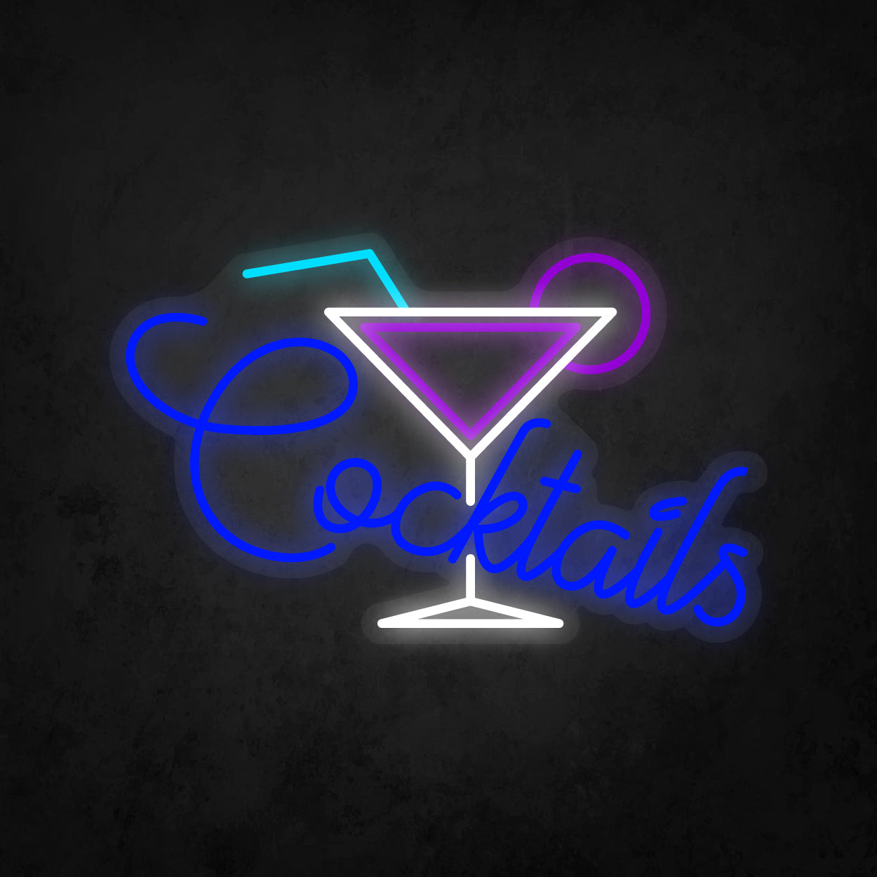 LED Neon Sign - A Glass With Cocktail, Lemon Slices, Straw