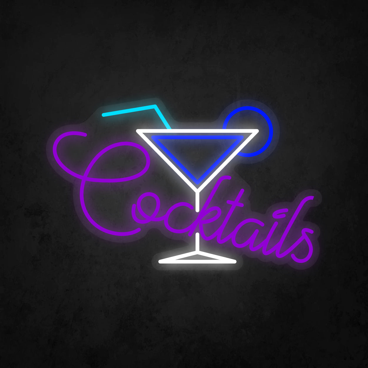 LED Neon Sign - A Glass With Cocktail, Lemon Slices, Straw