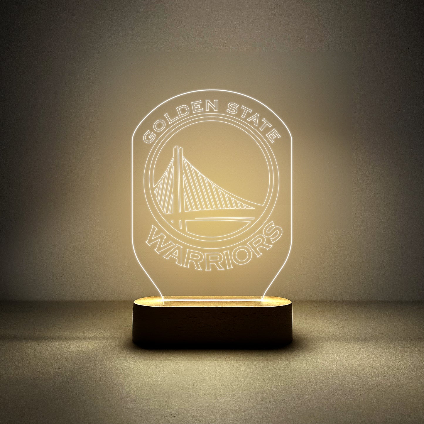 Edge-lit Sign Wooden Lamp Base - Golden State Warriors