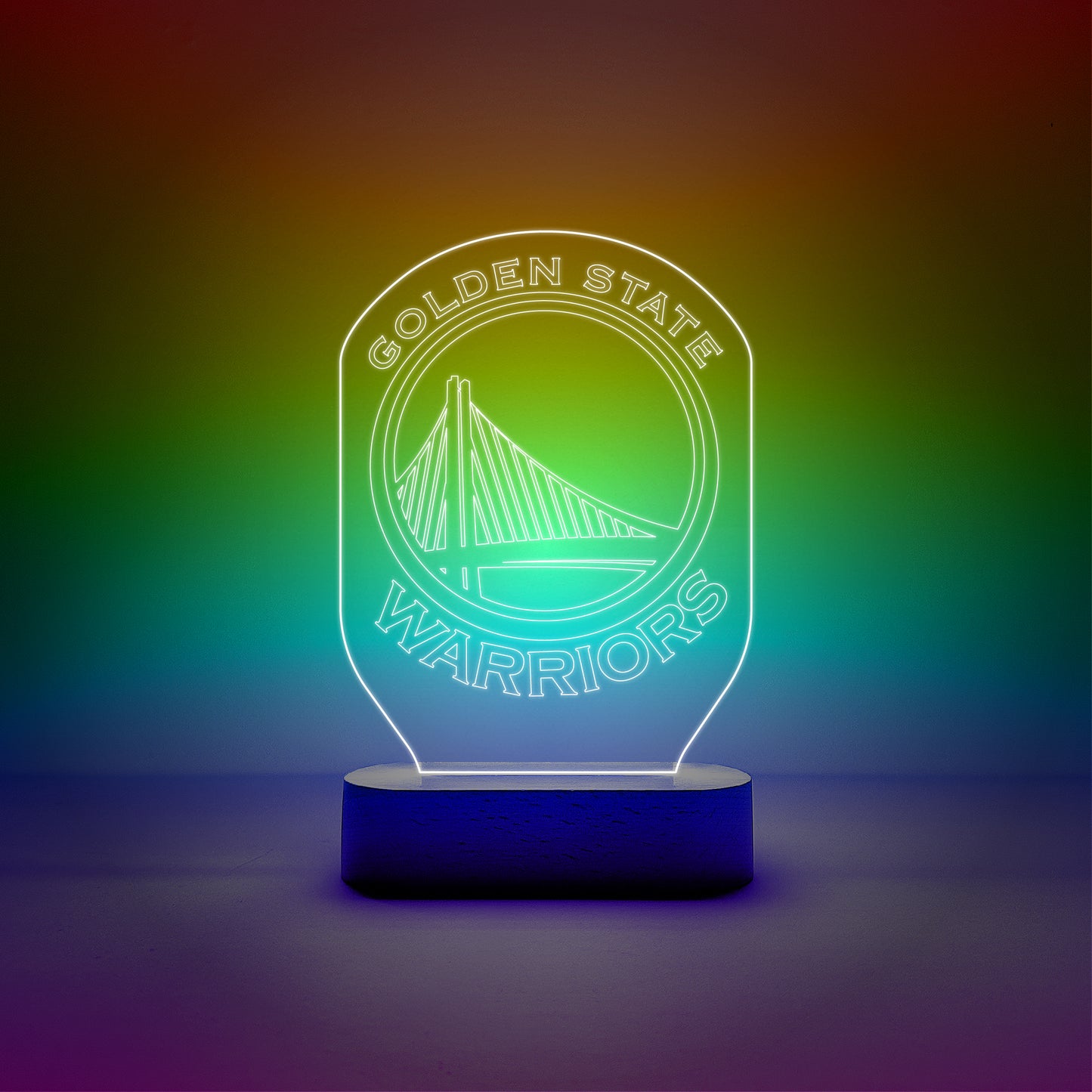 Edge-lit Sign Wooden Lamp Base - Golden State Warriors