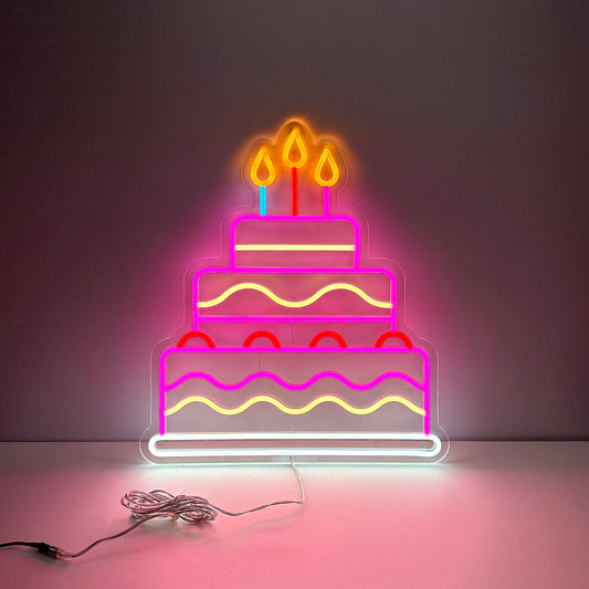 LED Neon Sign - Birthday Cake