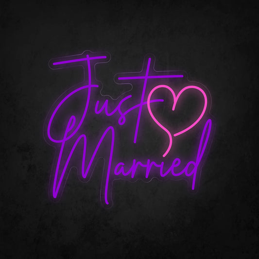 LED Neon Sign - Just ♡ Married Cursive