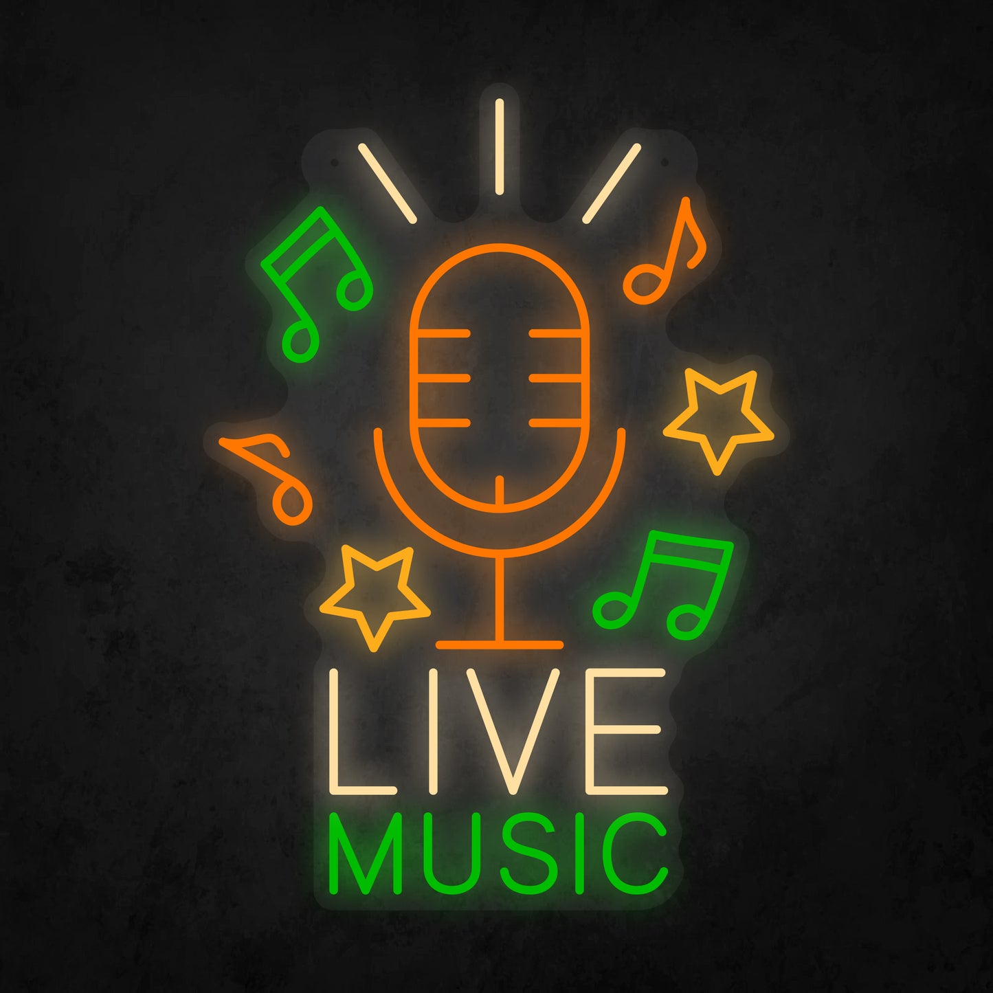 LED Neon Sign - Live Music Sign for Window