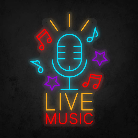 LED Neon Sign - Live Music Sign for Window