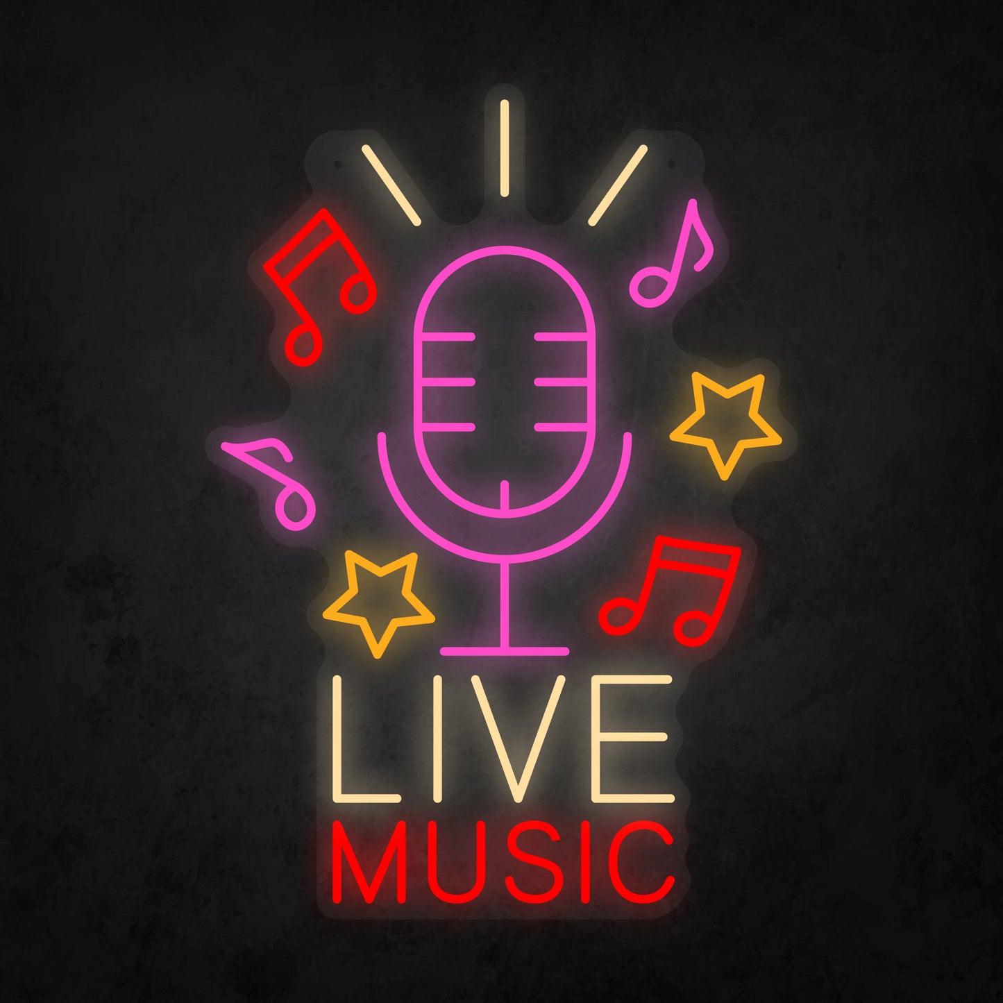 LED Neon Sign - Live Music Sign for Window