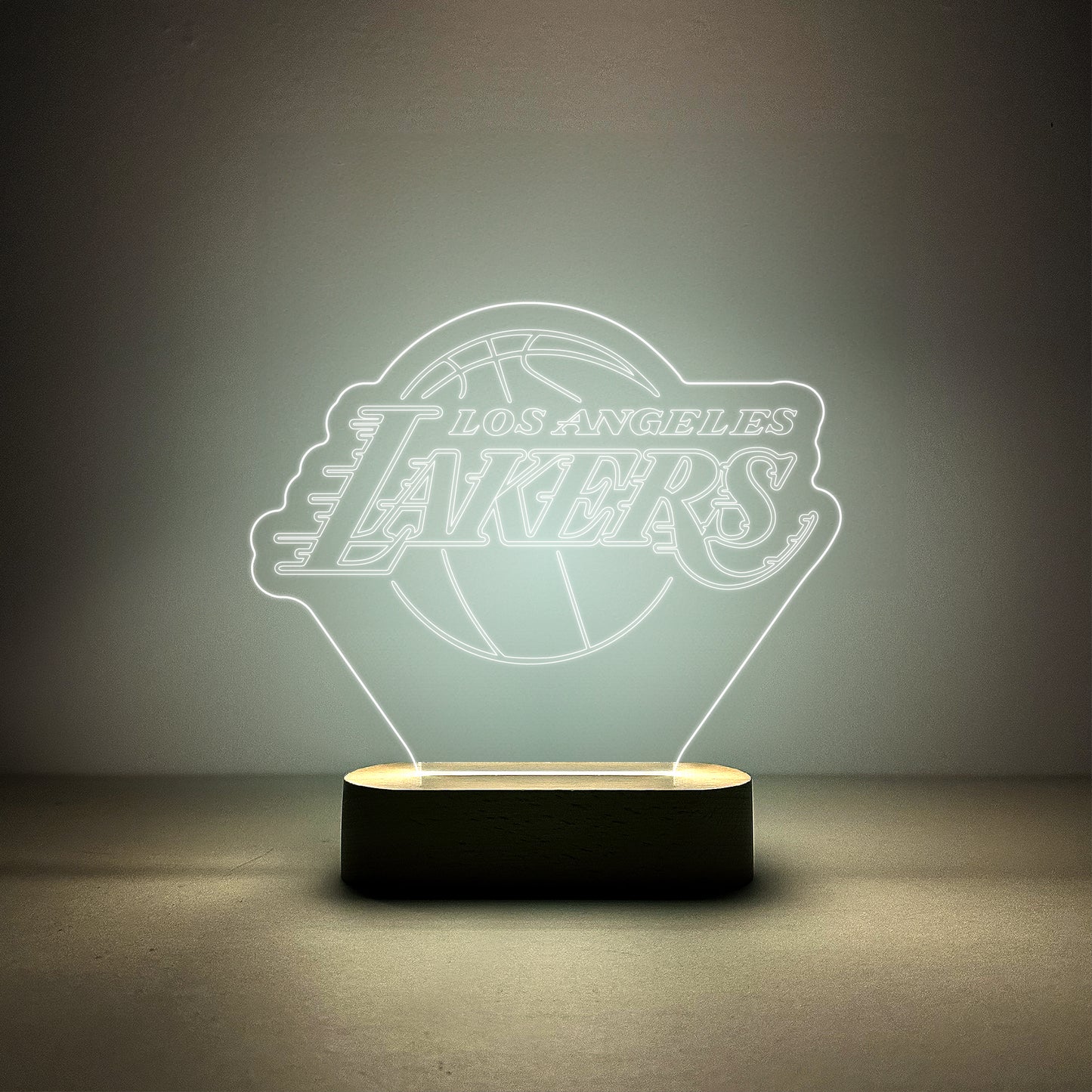 Edge-lit Sign Wooden Lamp Base - Los Angeles Lakers