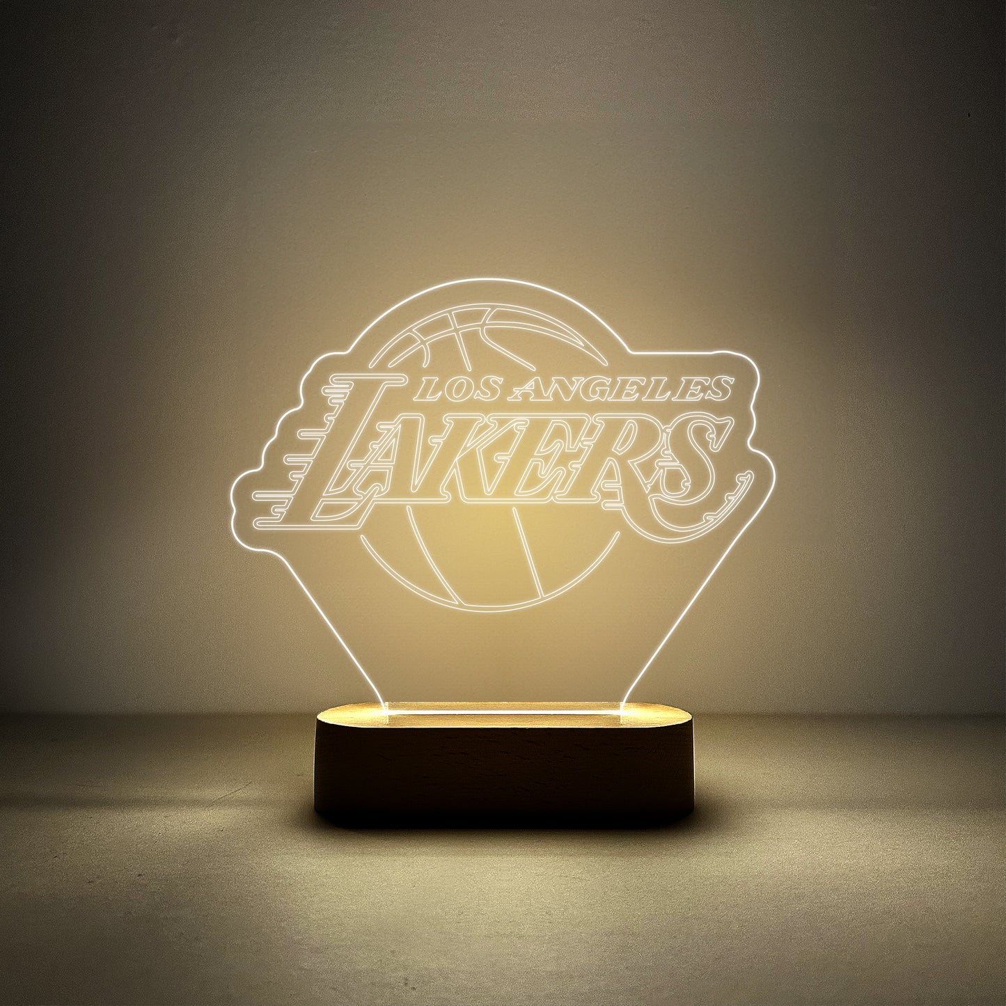 Edge-lit Sign Wooden Lamp Base - Los Angeles Lakers
