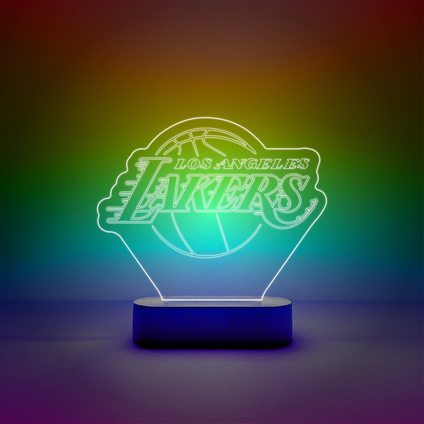 Edge-lit Sign Wooden Lamp Base - Los Angeles Lakers