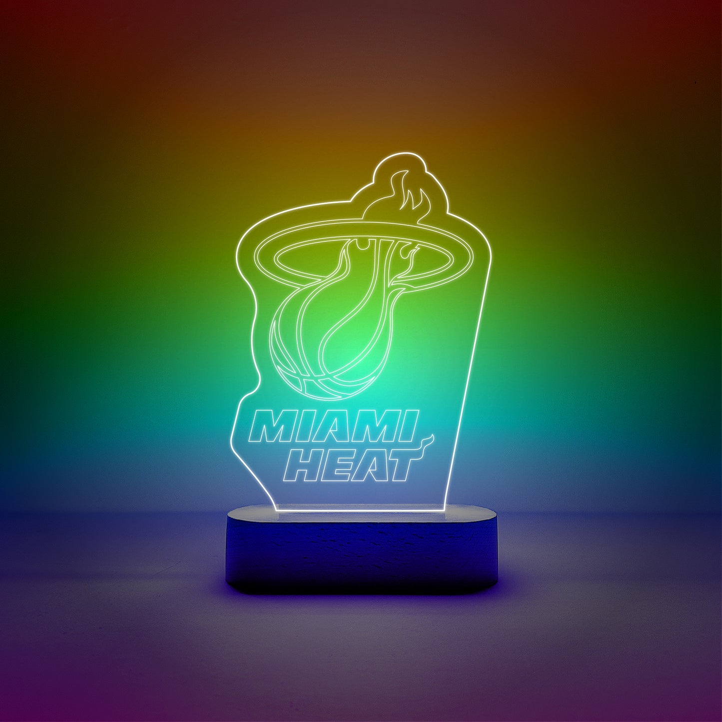 Edge-lit Sign Wooden Lamp Base - Miami Heat