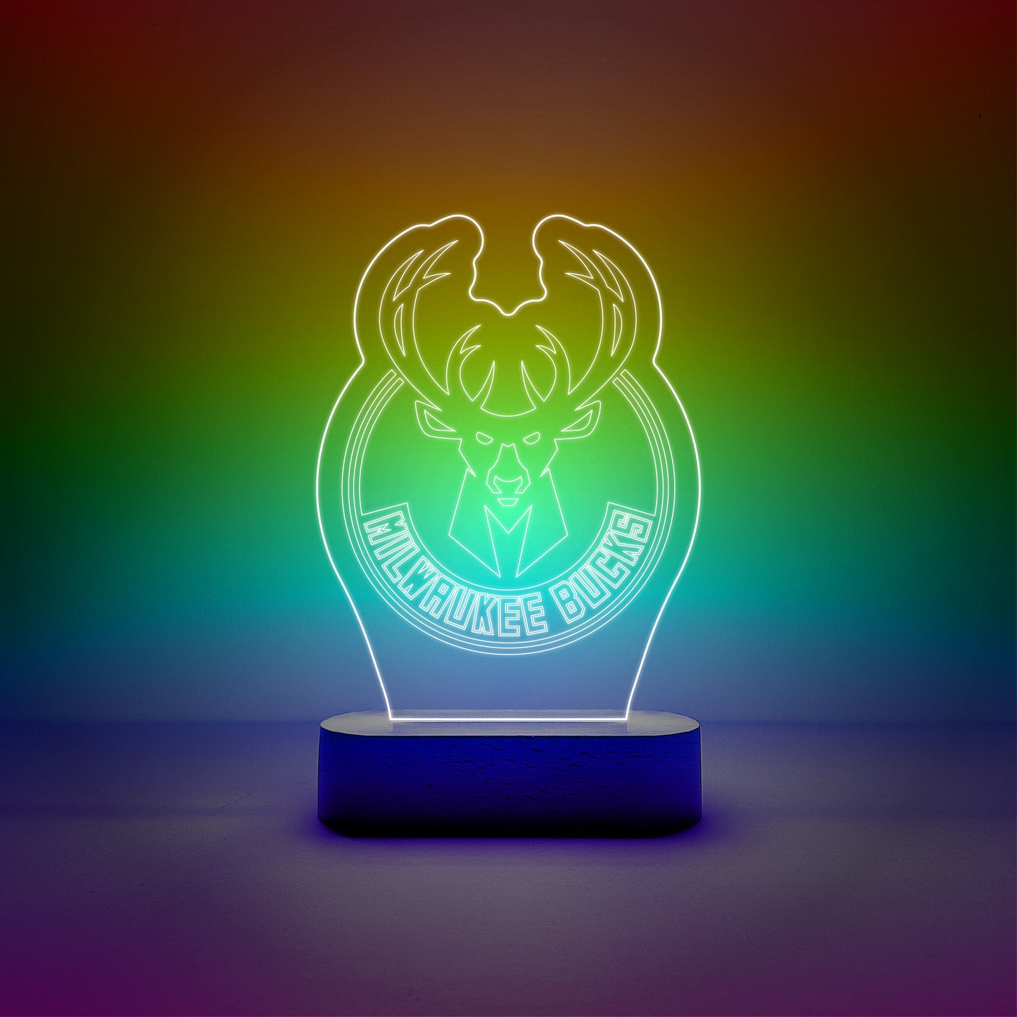 Edge-lit Sign Wooden Lamp Base - Milwaukee Bucks