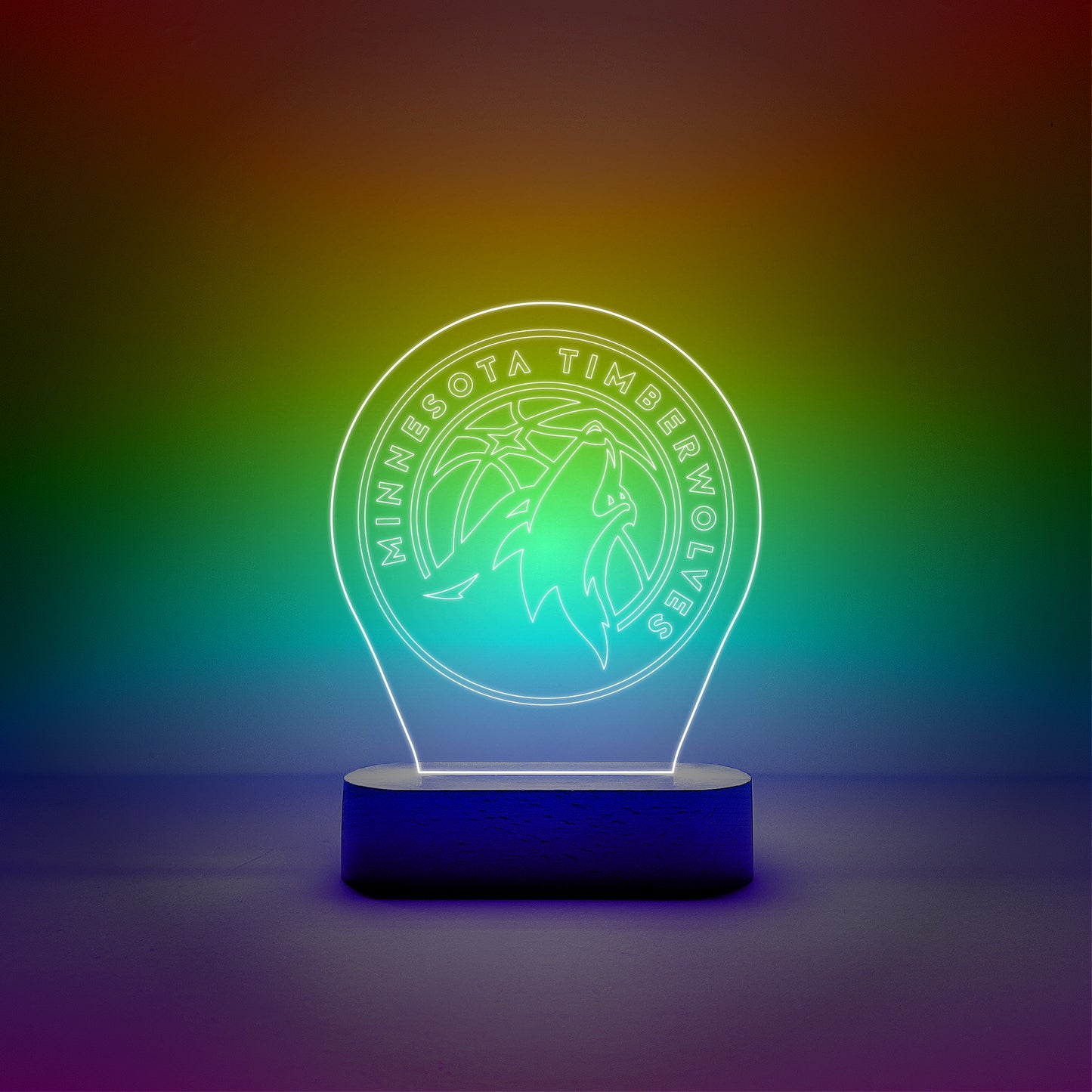 Edge-lit Sign Wooden Lamp Base - Minnesota Timberwolves