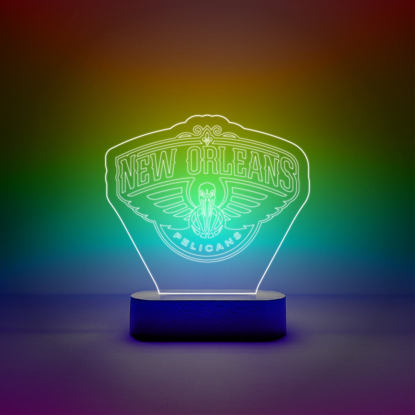 Edge-lit Sign Wooden Lamp Base - New Orleans Pelicans