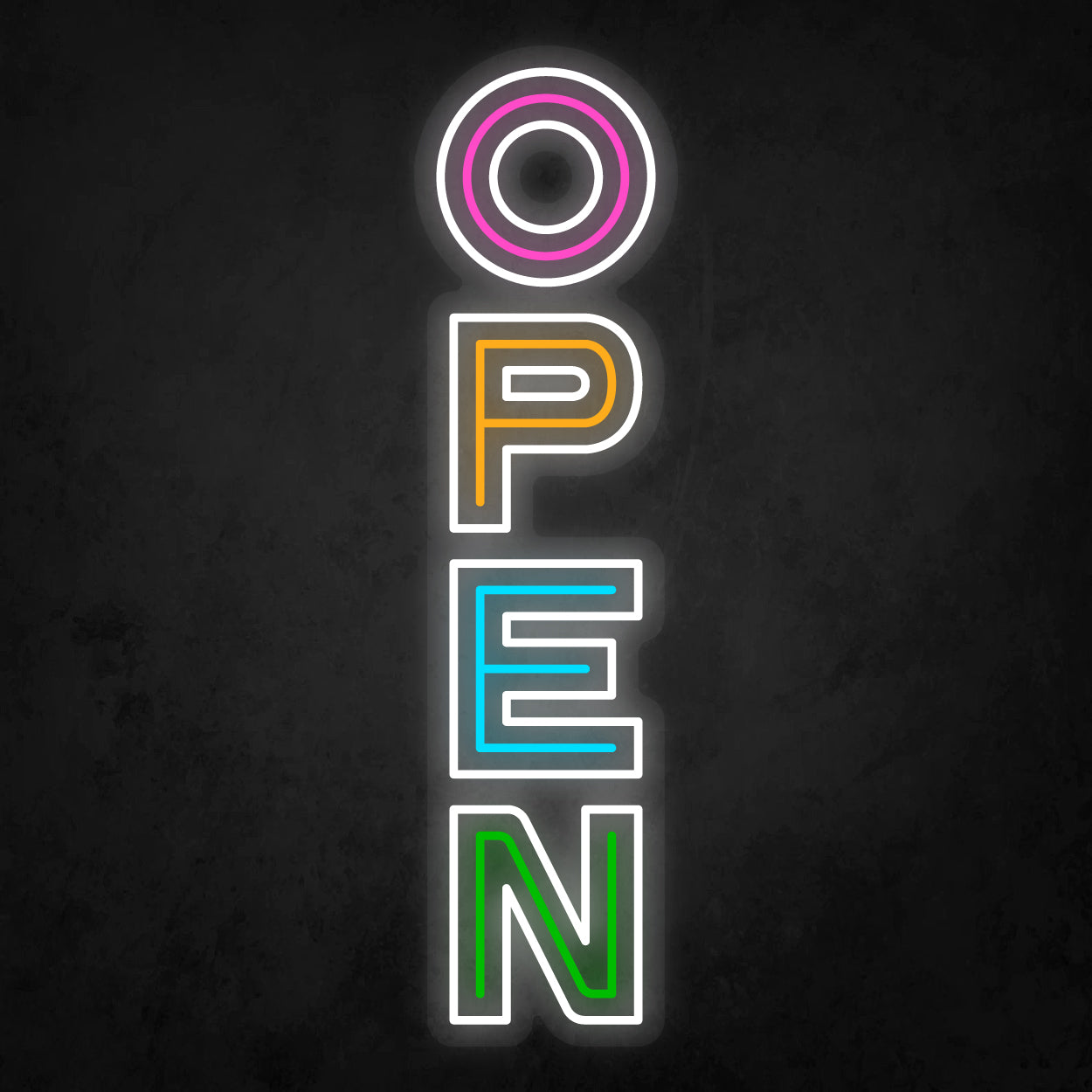 LED Neon Sign - OPEN Vertical 3 Line
