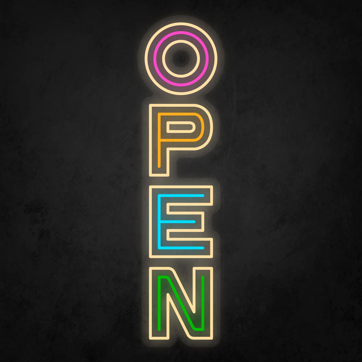 LED Neon Sign - OPEN Vertical 3 Line