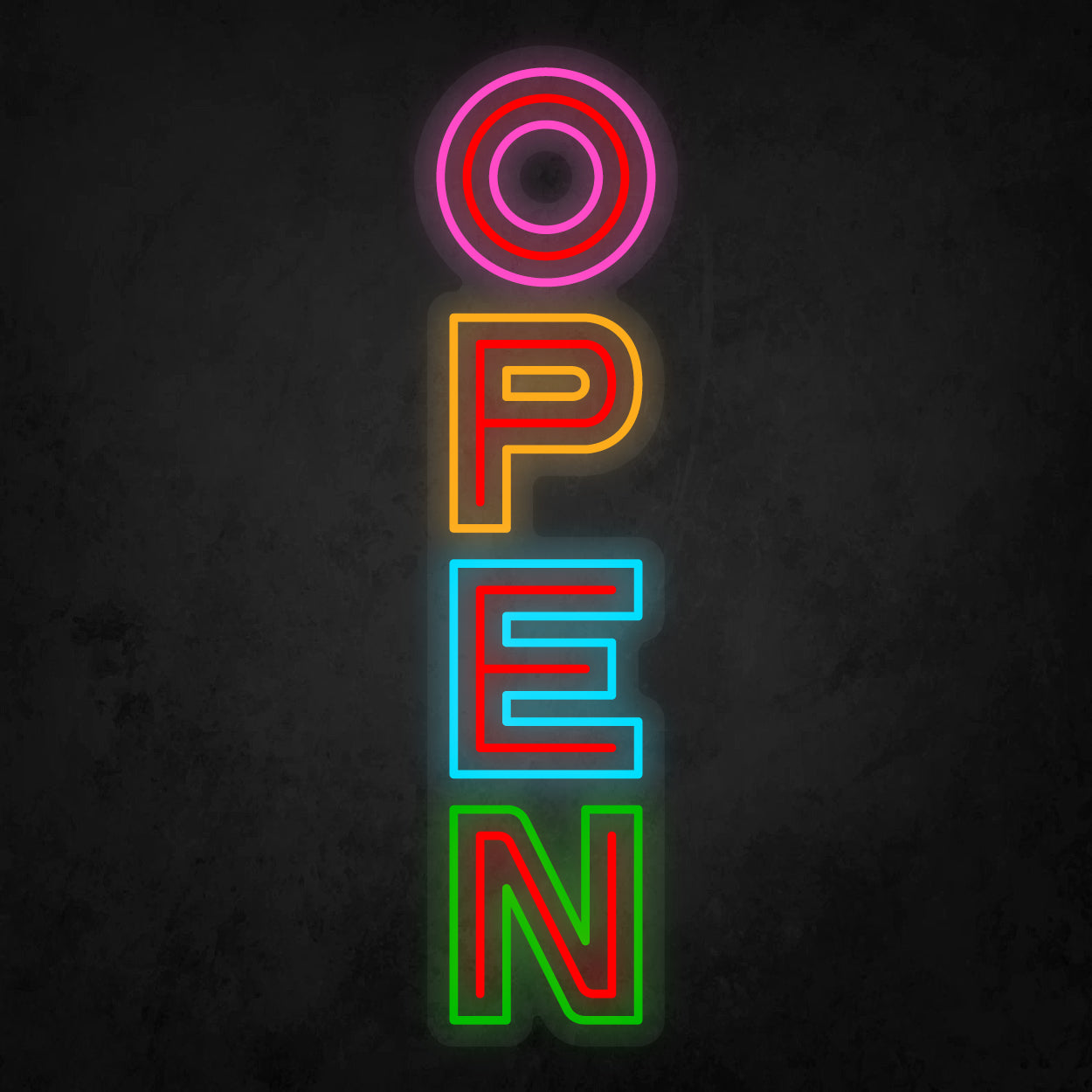 LED Neon Sign - OPEN Vertical 3 Line