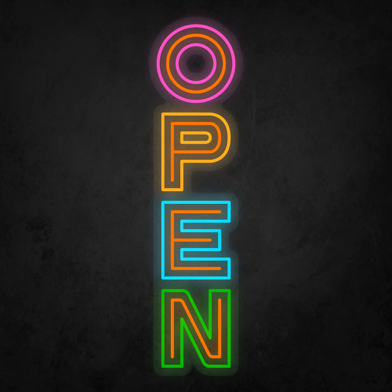 LED Neon Sign - OPEN Vertical 3 Line