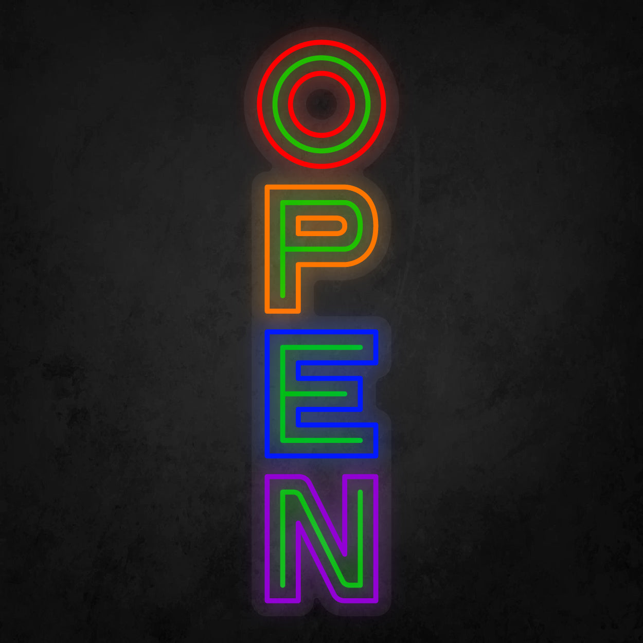 LED Neon Sign - OPEN Vertical 3 Line