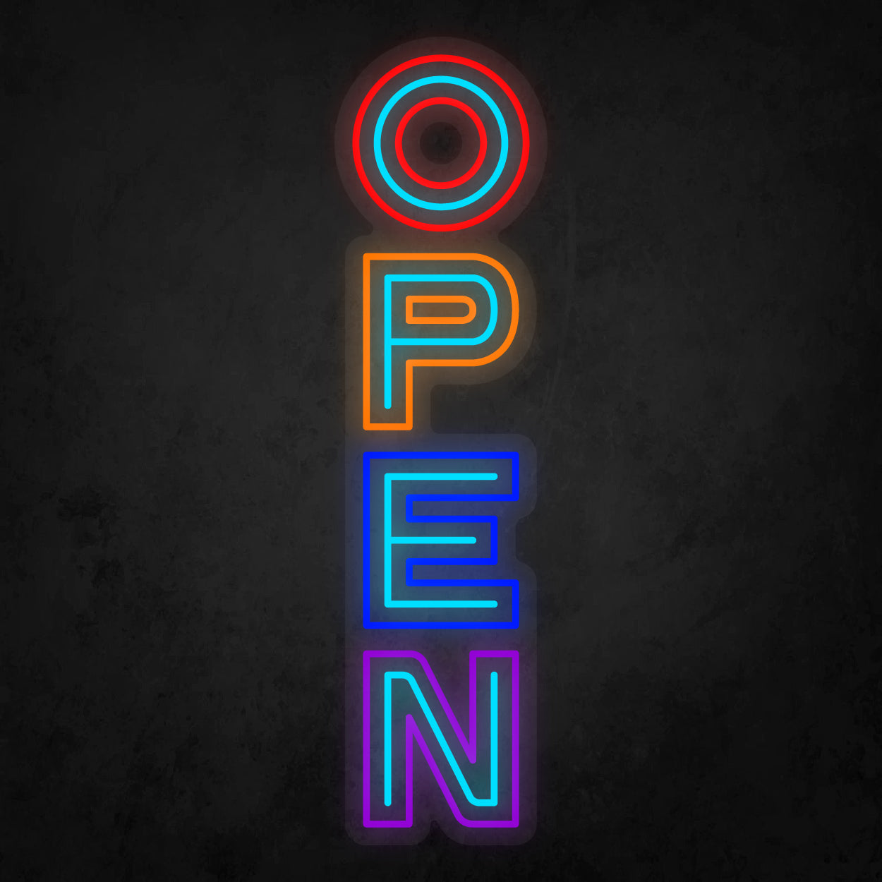 LED Neon Sign - OPEN Vertical 3 Line