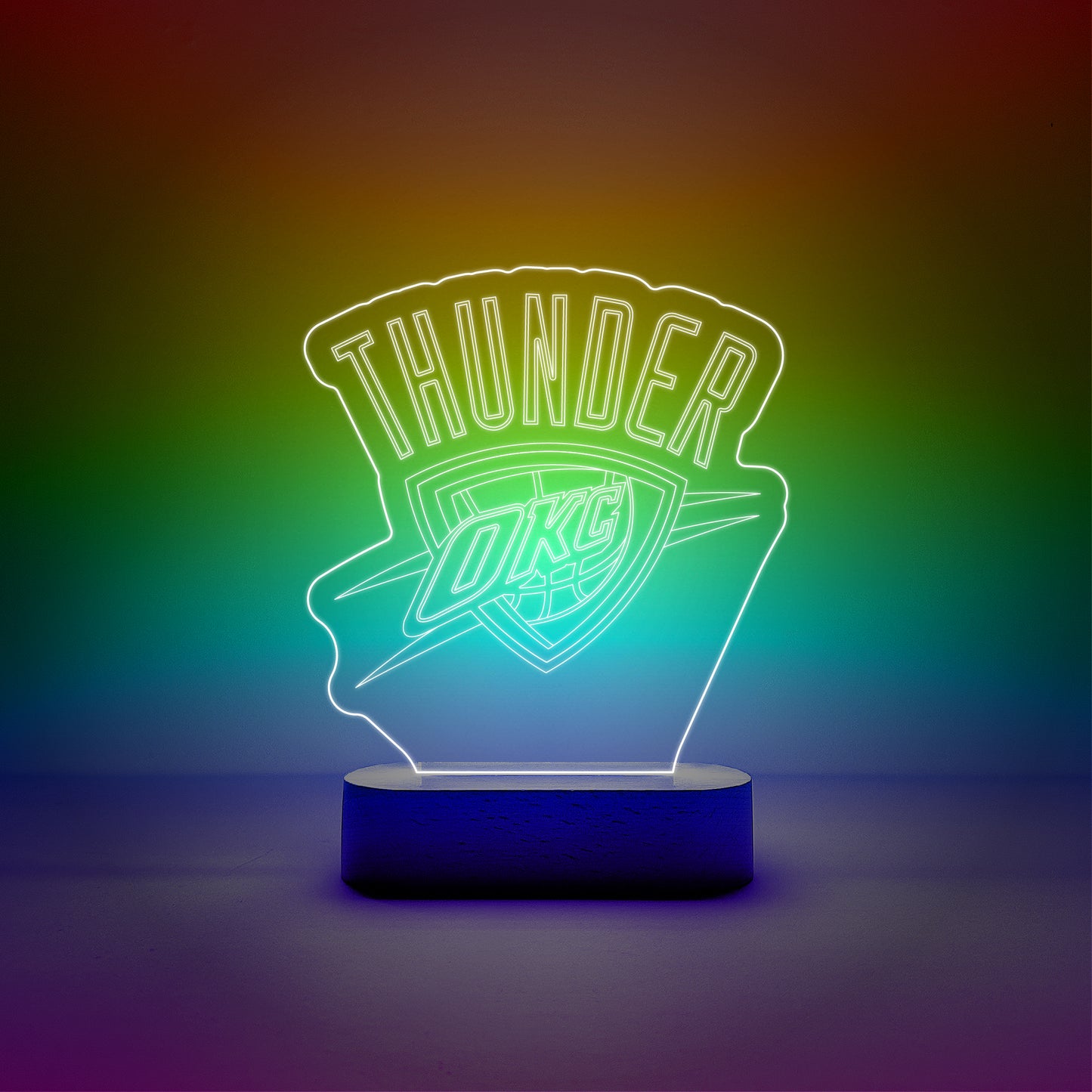 Edge-lit Sign Wooden Lamp Base - Oklahoma City Thunder