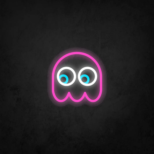 LED Neon Sign - Pac-Man Ghost Looking to The Lower Left