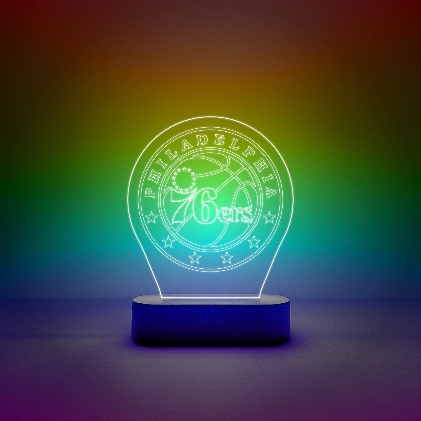 Edge-lit Sign Wooden Lamp Base - Philadelphia 76ers